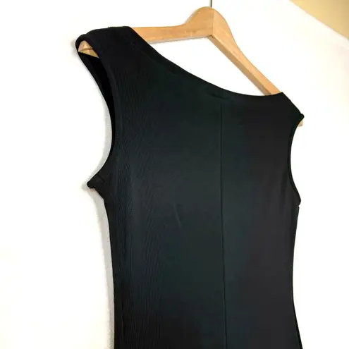 Necessary Objects Vintage 80s S Black Beaded HiLo Midi Dress Goth Moody Party - Image 4