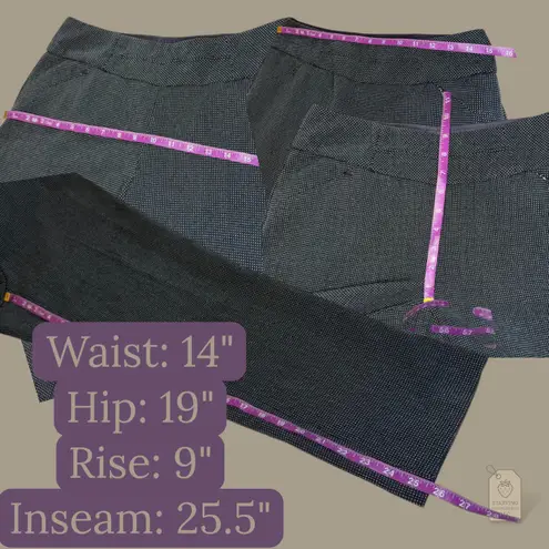 Investments Petites 4P Blue White Microdot Stretch Ankle Pants Work Career