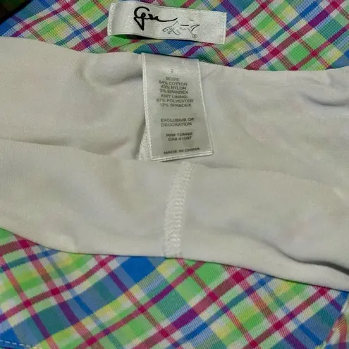 Greg Norman Collection Blue Green Asymmetrical Mini Skorts Size 2