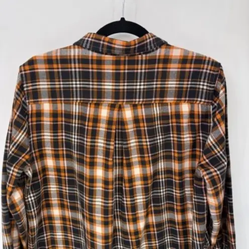 Garnet Hill Garnet Hill Grunge Flannel Button-up Shirt Womens 10 Cotton Blue Plaid