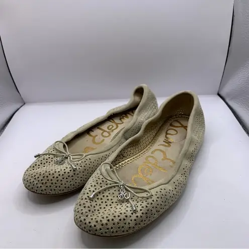 Sam Edelman  Felicia Sz 8 Tan Cream Suede Leather Slip on Ballet Flat Great Cond