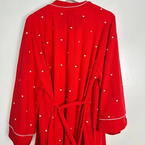 BEDHEAD Pajamas Heart Dot Stretch Organic Cotton Jersey Robe in Tiny Hearts L/XL Red Size L