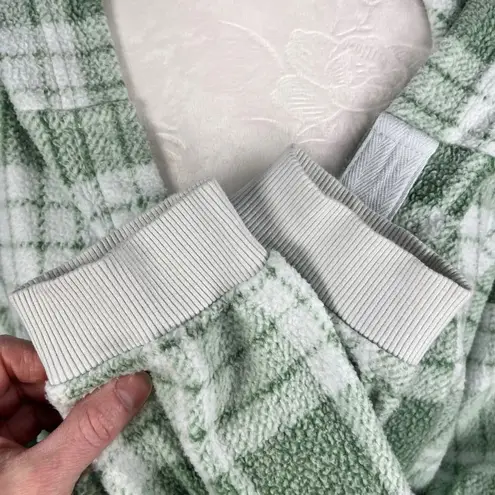 Aerie Oversized Hooded Sweatshirt Green White Plaid Size Medium