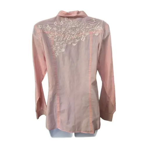 Stetson Pink Long Sleeve Floral Embroidery Button-up Shirt Medium, Equestrian - Image 2