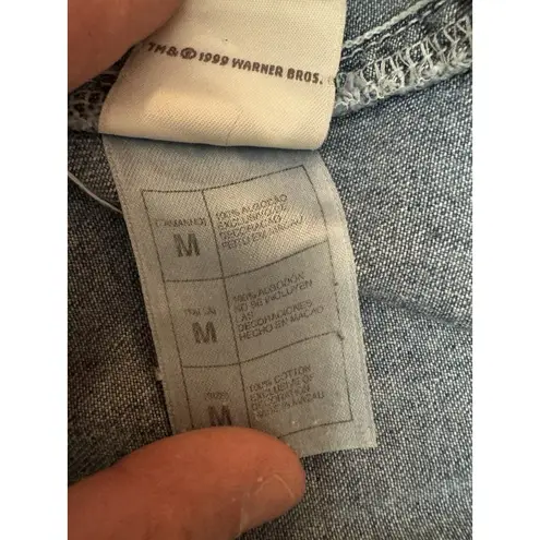 Tweety Bird Overall Denim Dress Woman Size Medium Warner Bros Embroidered 90's Blue