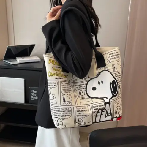 None SNOOPY Large Capacity Canvas Tote Bag NEW