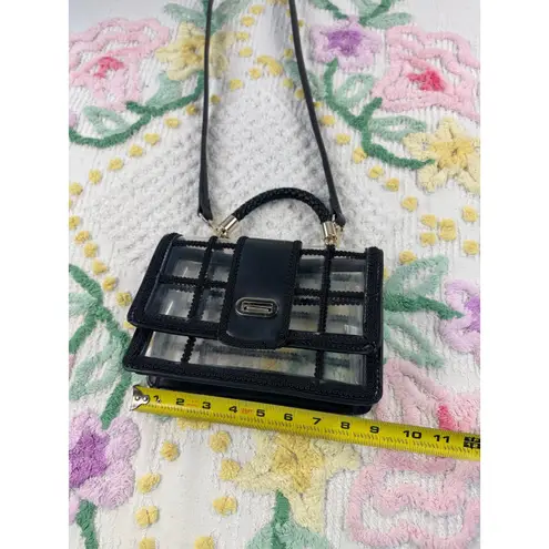 ZARA  Black Clear Grid Handle Crossbody Bag Purse Chain Strap Small - Image 3