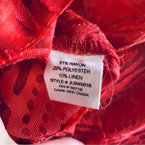 Notations Sheer Red Coral collared button down 3/4 sleeve top size M