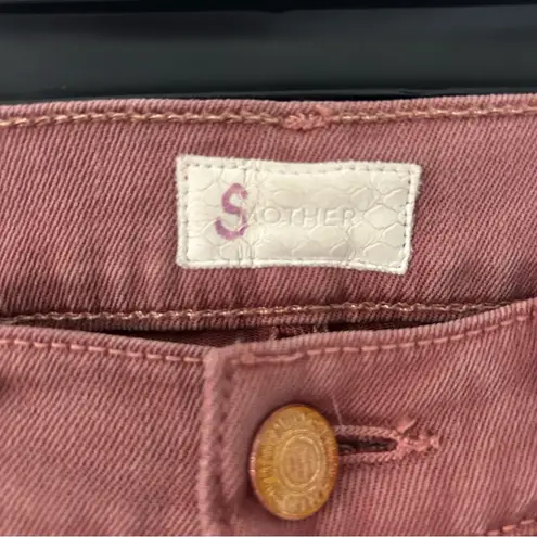 Mother The Rascal Cuff Mid Rise Straight Leg Jeans Rose Mauve Paradise Puff 25 Pink