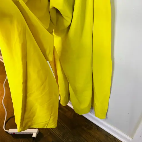 HALSTON Yellow Lil Crepe Strapless Overlay Side Zipper Jumpsuit Dress Size 2