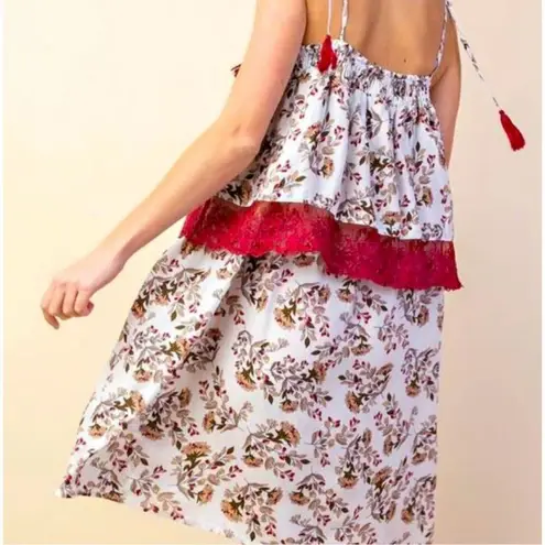 Kori NWT Womens Floral Print Garden Tie Tassel Oversized Dress - Sz S 6/8