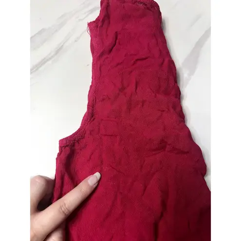 California Woman Free Size Red Pink Paisley Flowy Boho Beach Swimsuit Coverup Size M