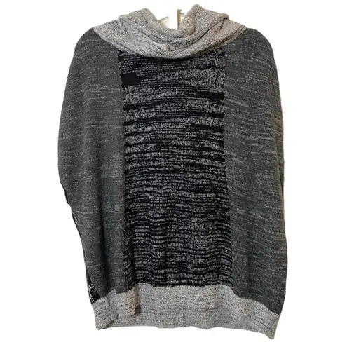 Curio New York Womens Black Gray Patchwork Poncho Style Sweater Size M Size M