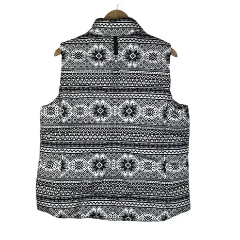 Lands' End Faire Isle Snowflake Down Insulated Puffer Vest Black Size undefined