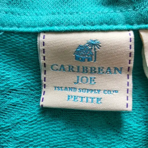 Caribbean Joe  Island Supply Co Petite Collared Polo Top Pappagallo Teal Size Lg