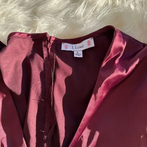 Never miss out Burgundy Peplum Blouse size Large Red