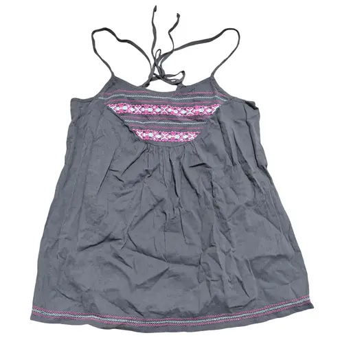 Mossimo Supply Co Gray Embroidered Cami Tank Top Womens M Medium Boho Shirt