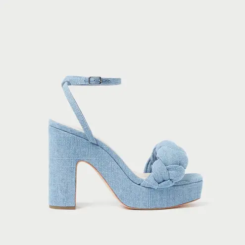 Loeffler Randall NEW NIB Fae Braid Platform Heel Sandal In Blue Denim