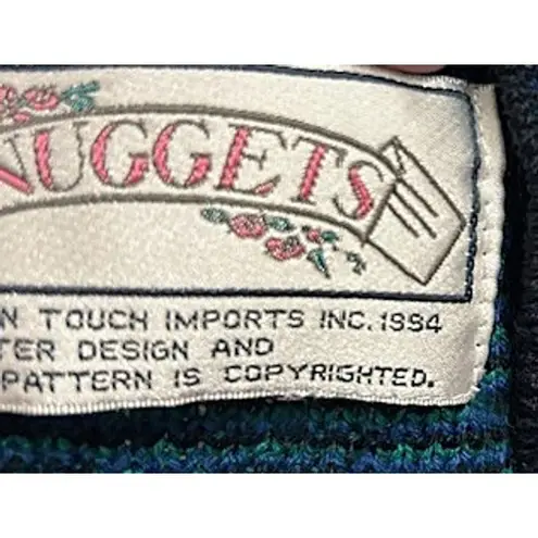 Vintage Nuggets 1X/XXL Women's Sweater Colorful Geometric 80s Retro Cabin Rustic Blue Size XL