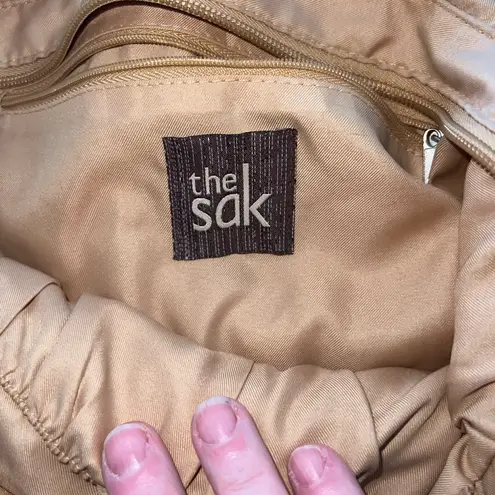 Preloved The Sak Woven Hobo Bag Handbag Tan Taupe Striped in great condition!