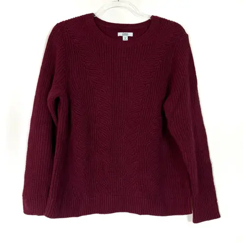 Croft & Barrow  | Petite Maroon Knit Sweater Long Sleeve Cotton Acrylic Womens LP - Image 1