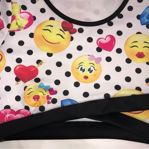 Love j USA Emoji Cropped Long Sleeve Top Polka Dot Size M/L