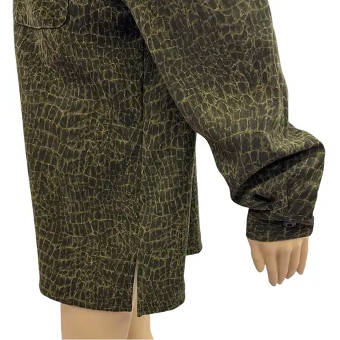 Vintage Reptile Print Sag Harbor Button Up Collared Shacket Shirt Jacket Size 14 Brown