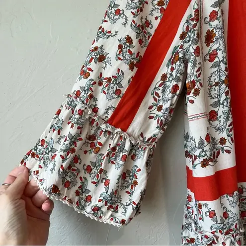 Democracy Dainty Floral Blouse Boho Ruffle Feminine Off Shoulder Lace Anthro cottage core