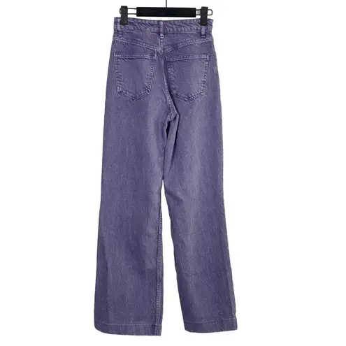 ZARA  90's Style High Waist Full Length Wide Leg Jeans 5 Pockets 0 Purple #2323