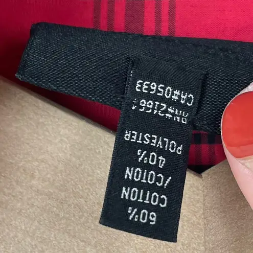 Foxcroft Wrinkle Free Shaped Fit Button Down Shirt Women's Size 14 Red Plaid - Image 5