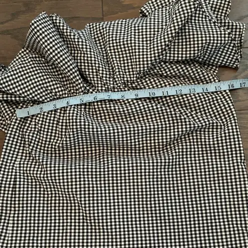 MISA Los Angeles Misa Gingham One-Shoulder Ruffle Blouse Size XS