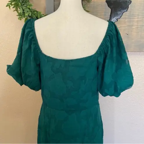 Lulus NWOT  Everlasting Charm Emerald Green Floral Jacquard Midi Dress