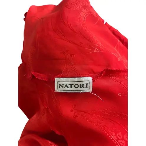 Natori Vintage Red Satin Scalloped Bodysuit Lace Sexy Coquette Flirty Glam Small