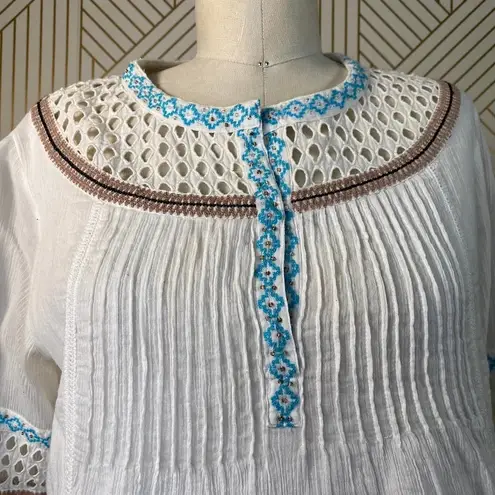 Love Sam Abigail Embroidered Peasant Top in White