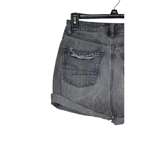 American Eagle  Women Denim Shorts Cut Off Mom Jean Distressed‎ Black Size 0