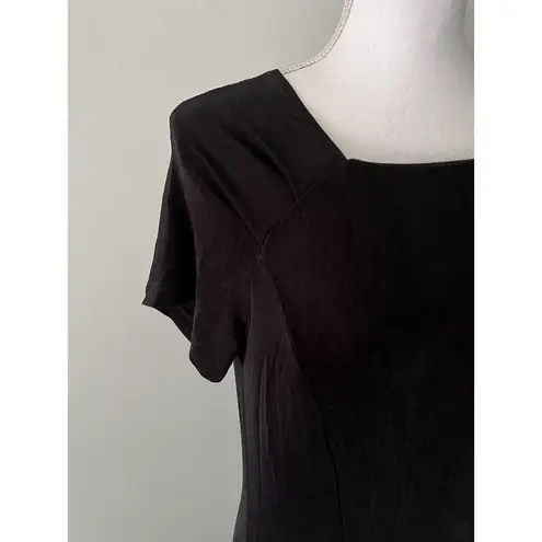 Coldwater Creek Black Slinky Short Sleeve Stretchy Maxi Dress Womens Size Small