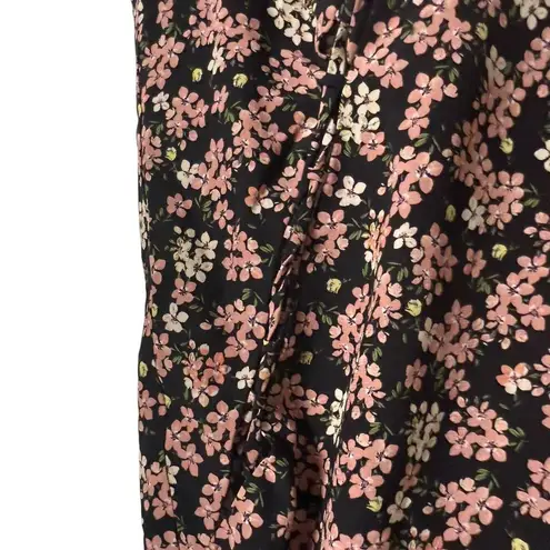 Intermix Amina Black Floral Print Silk Side Tie High Waist Flounce Skirt Size 0
