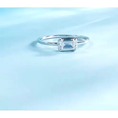 Boutique Emerald Cut Cz Ring | Rhodium Sterling Silver