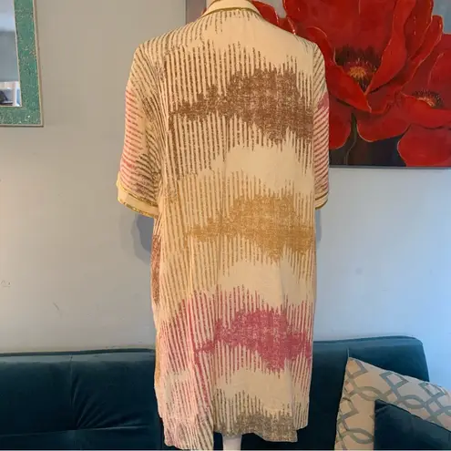 Soft Surroundings  S/M Small medium cotton Cardigan Boho Open Front hold trim top