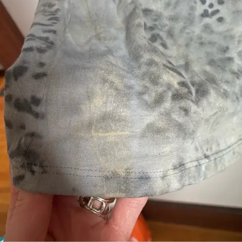 Marika Charles Y2K Fitted Grey Long Sleeve Graphic Tee Supima Cotton Silver Size 4