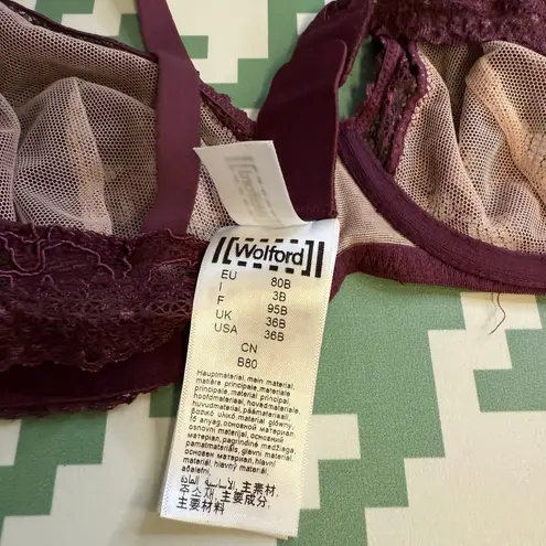Wolford Lace Underwire Bra Deep Plum Purple 36B NWT Size undefined