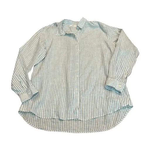Uniqlo  striped linen button down blouse - Image 1
