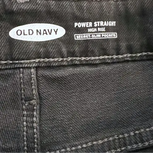 Old Navy  Power Straight High Rise Jeans Womens Stone Wash Black SZ 8 New