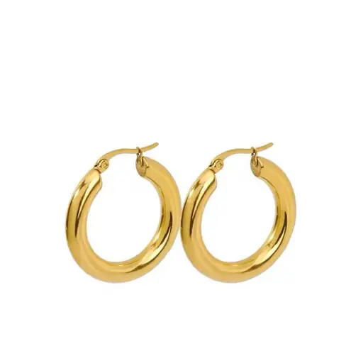 Boutique NEW Large Women’s 18k Gold Filled‎ 22mm Tubular Chunky Hoop Earrings