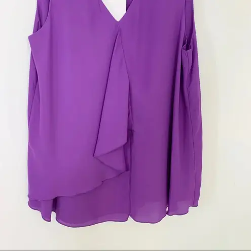 Gibson Latimer Sleeveless Ruffle Layered Front Top Purple Size S NWT
