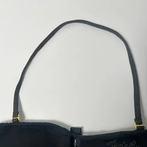 Apple Bottoms Y2K Black Ribbed Knit Bandeau Cutout Halter Crop Top Tube Top