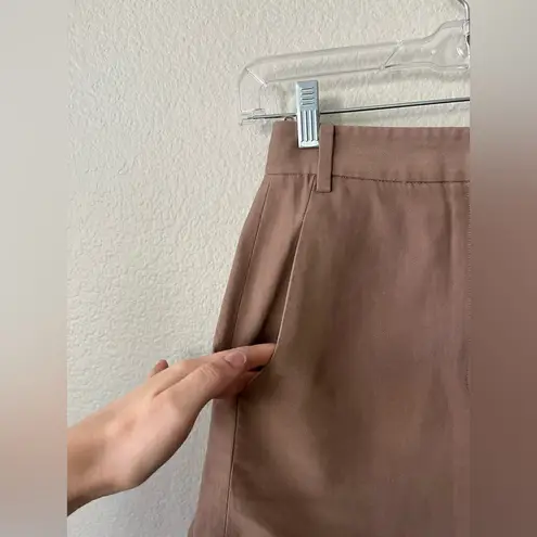 Tibi Removeable Tie Mini Linen Skirt in Camel Tan Women's Size 0