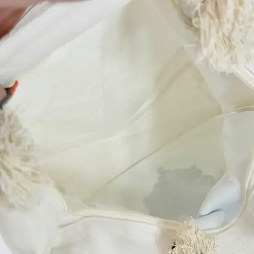 Tropical Out Of Office Beach Scene Canvas Tote Bag White Rope Straps