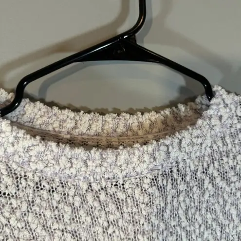 Nine West  Lavender & White Popcorn Textured Long Sleeve Knit Sweater Women Sz M