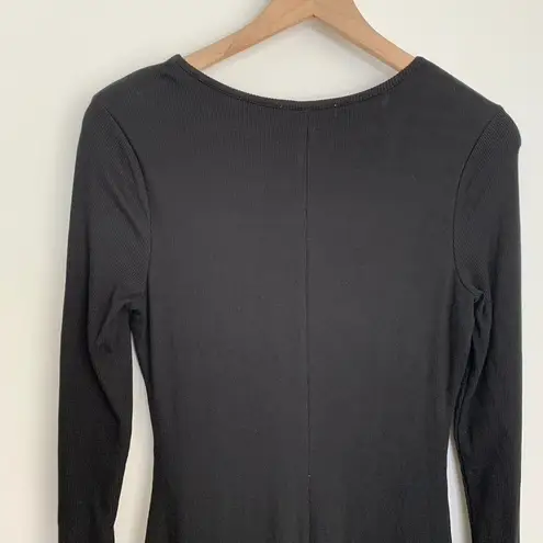 Marine layer Lexi Rib Long Sleeve Midi Dress Black Womens Medium